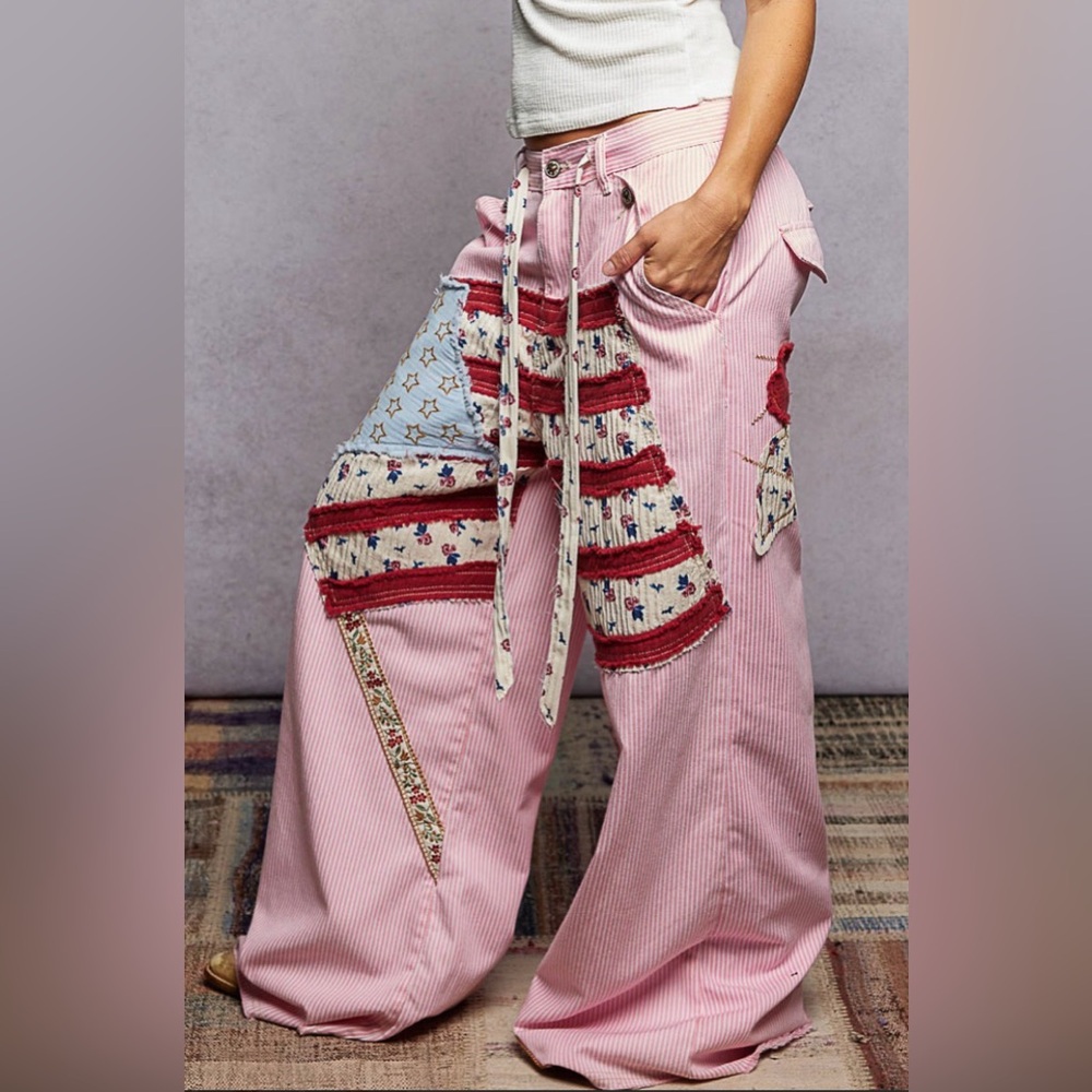 POL Patchwork Striped Pants NWT - image 5